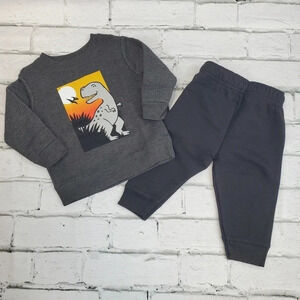 Grey and Black TREX Boys Fleece Lined Sweatshirt and Sweatpants Matching Set